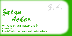 zalan acker business card